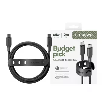 PanzerGlass empower™ by ® Racing 60W USB-C zu USB-C Kabel | USB 2.0 | 2M | Space Black