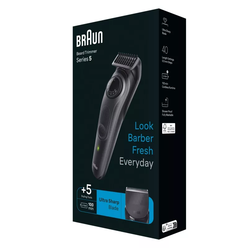 Braun BeardTrimmer 5 BT5430 Bartschneider Batterie 40 2 cm Nass & Trocken Schwarz