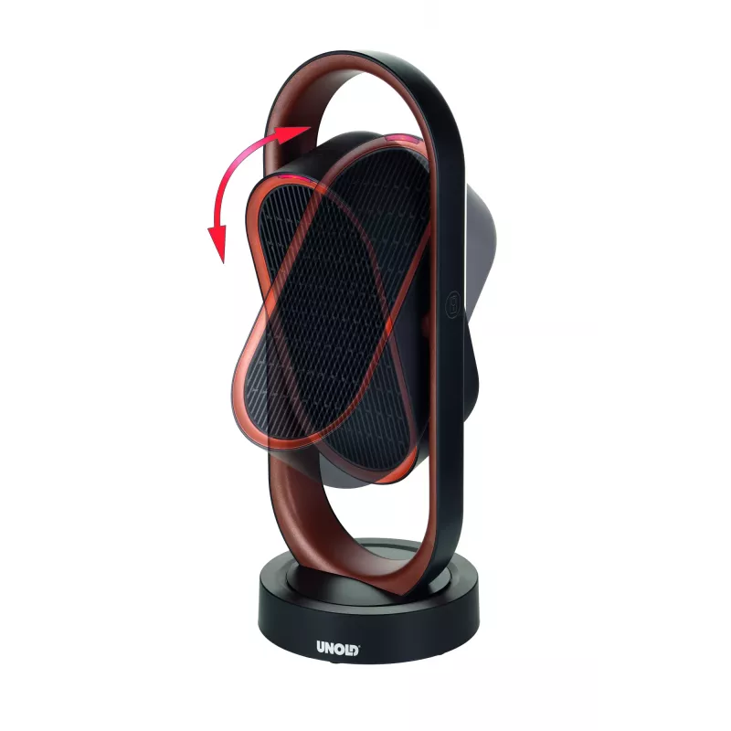 Unold 86535 Keramik-Heizlüfter 3D, 1800 W, Fernbedienung, 80° Oszillation, 45° Neigungswinkel, 8-h-Timer, Schwarz/Kupfer