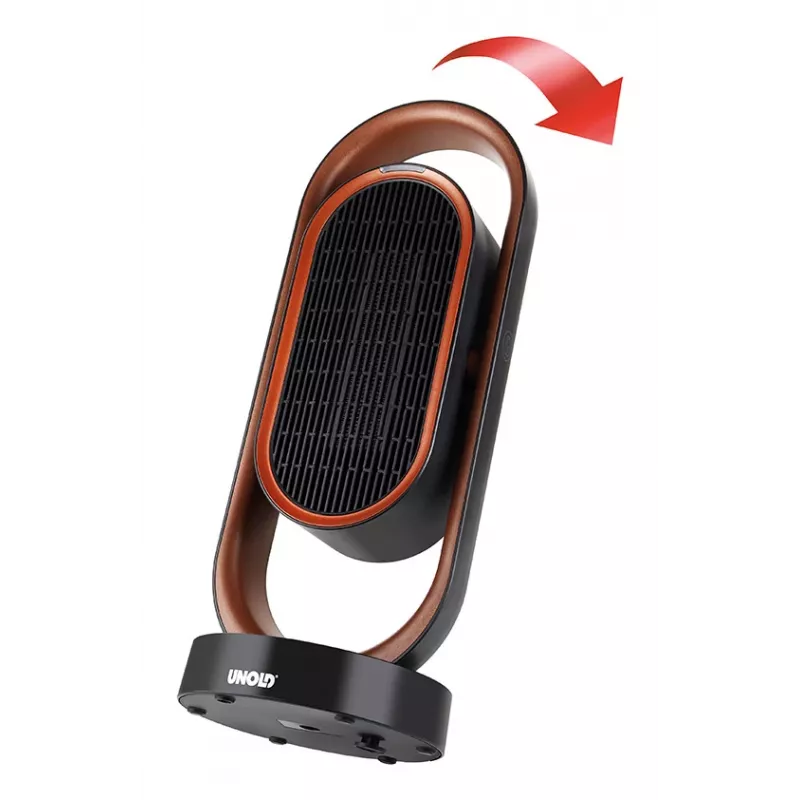Unold 86535 Keramik-Heizlüfter 3D, 1800 W, Fernbedienung, 80° Oszillation, 45° Neigungswinkel, 8-h-Timer, Schwarz/Kupfer