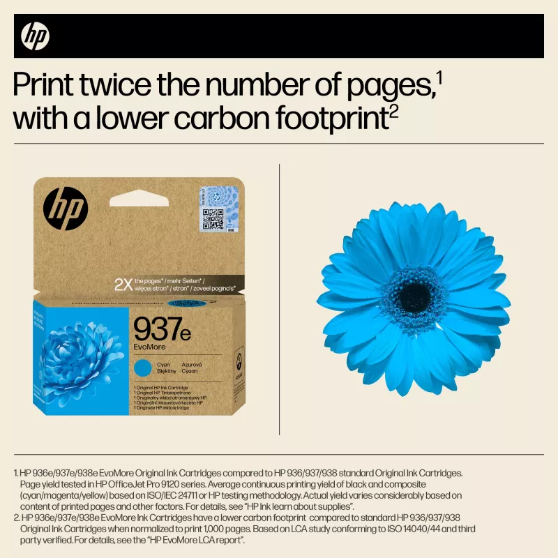 HP 937e EvoMore Cyan Original Ink Cartridge