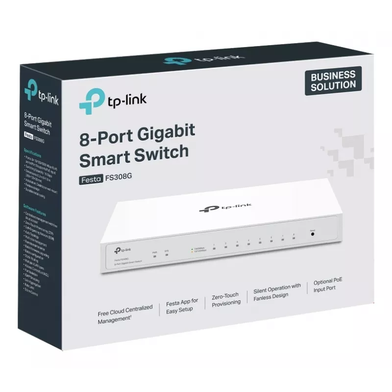 TP-Link Festa FS308G 8-Port-Gigabit-Managed-Switch L2/L2+, weiß