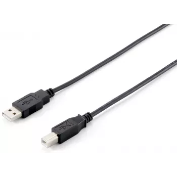 Equip USB 2.0 Type A to Type B Kabel, 1.0m, Schwarz, 1 m, USB A, USB B, USB 2.0, Male/Male, Schwarz