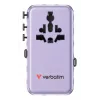 Verbatim Charge 'n' Travel 70W 2C retractable Universal Travel Adapter Purple