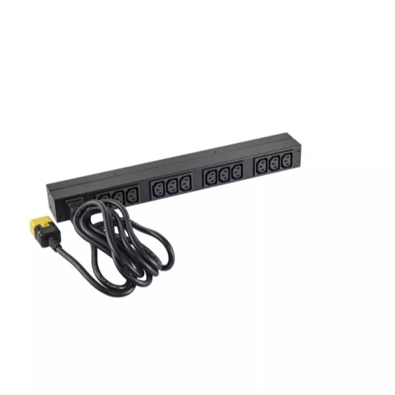 APC AP9565 Basic Rack-Stromverteiler (PDU), 1U, einphasig, 16 A, 208/230 V, 3680 W, 12 C13-Ausgänge, C20-Eingang, 2,5 m Kabel, Schwarz