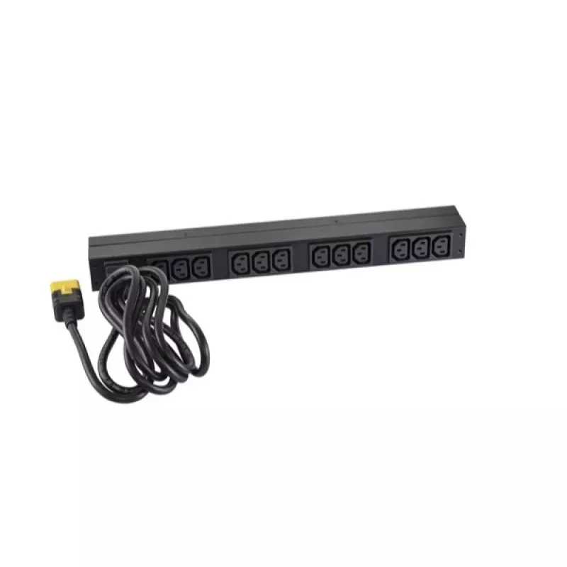 APC AP9565 Basic Rack-Stromverteiler (PDU), 1U, einphasig, 16 A, 208/230 V, 3680 W, 12 C13-Ausgänge, C20-Eingang, 2,5 m Kabel, Schwarz
