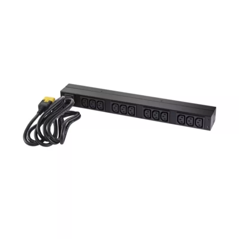 APC AP9565 Basic Rack-Stromverteiler (PDU), 1U, einphasig, 16 A, 208/230 V, 3680 W, 12 C13-Ausgänge, C20-Eingang, 2,5 m Kabel, Schwarz