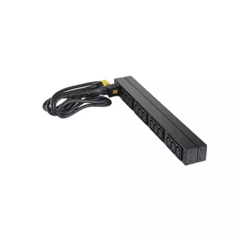 APC AP9565 Basic Rack-Stromverteiler (PDU), 1U, einphasig, 16 A, 208/230 V, 3680 W, 12 C13-Ausgänge, C20-Eingang, 2,5 m Kabel, Schwarz