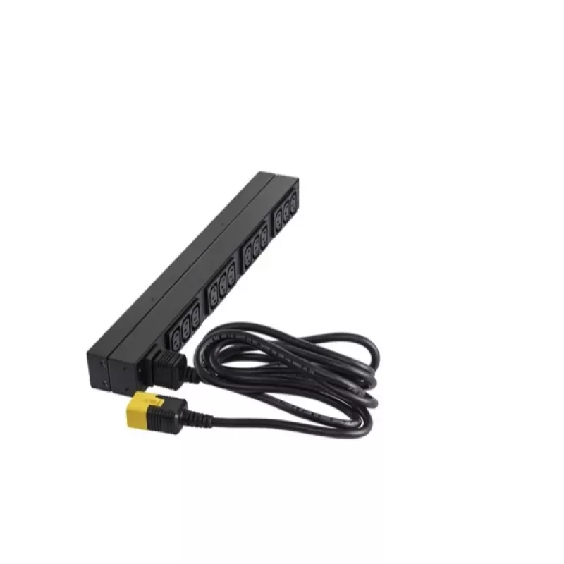 APC AP9565 Basic Rack-Stromverteiler (PDU), 1U, einphasig, 16 A, 208/230 V, 3680 W, 12 C13-Ausgänge, C20-Eingang, 2,5 m Kabel, Schwarz