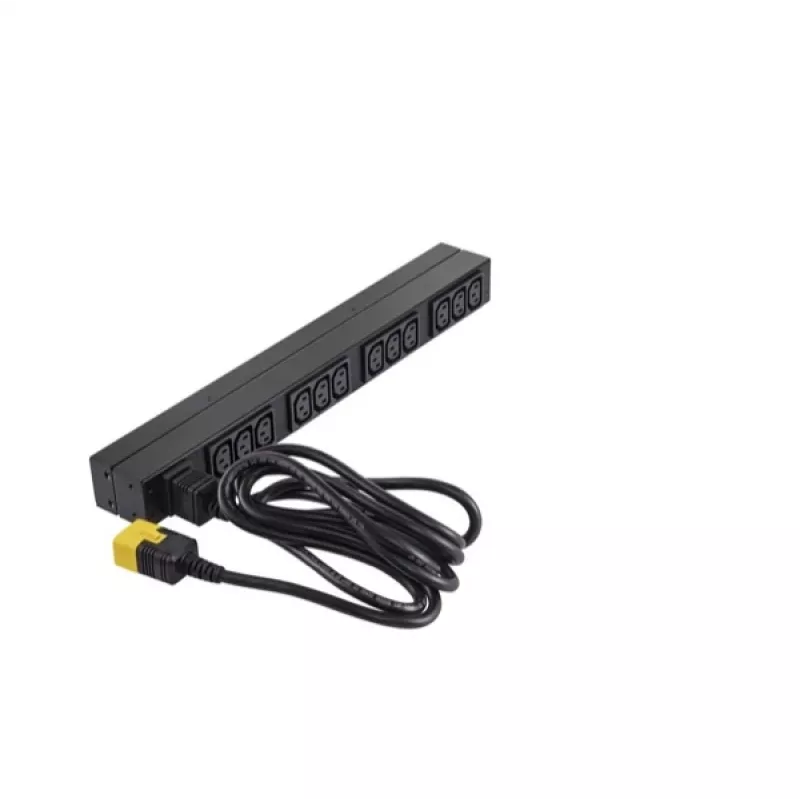APC AP9565 Basic Rack-Stromverteiler (PDU), 1U, einphasig, 16 A, 208/230 V, 3680 W, 12 C13-Ausgänge, C20-Eingang, 2,5 m Kabel, Schwarz