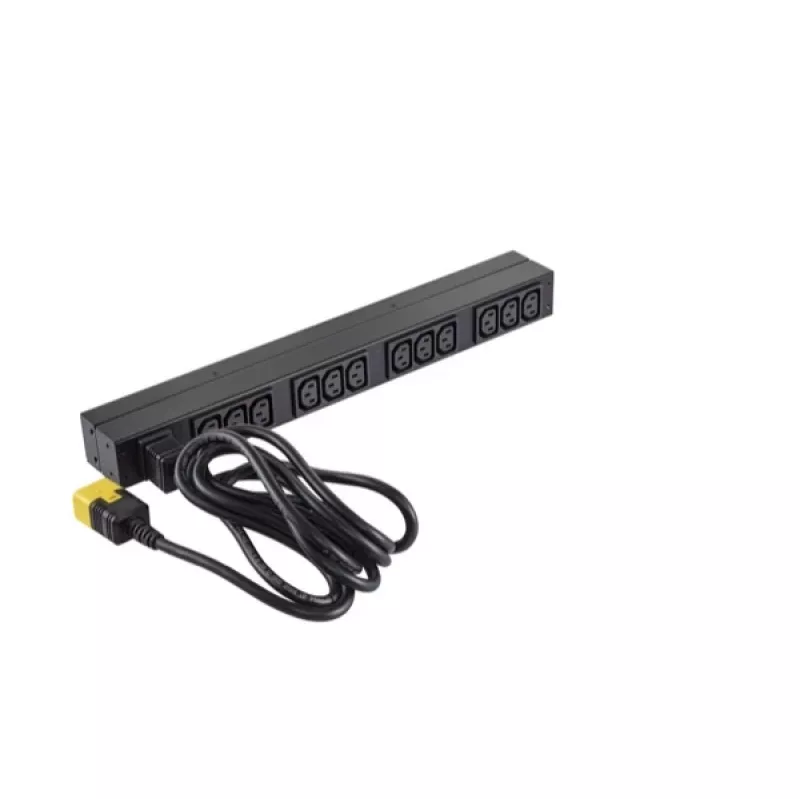 APC AP9565 Basic Rack-Stromverteiler (PDU), 1U, einphasig, 16 A, 208/230 V, 3680 W, 12 C13-Ausgänge, C20-Eingang, 2,5 m Kabel, Schwarz