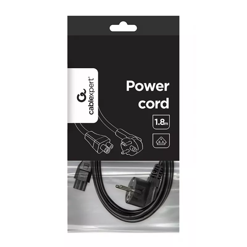 Gembird PC-186-ML12 Netzkabel, CEE 7/7 auf C5, 1,8 m, VDE, Schwarz