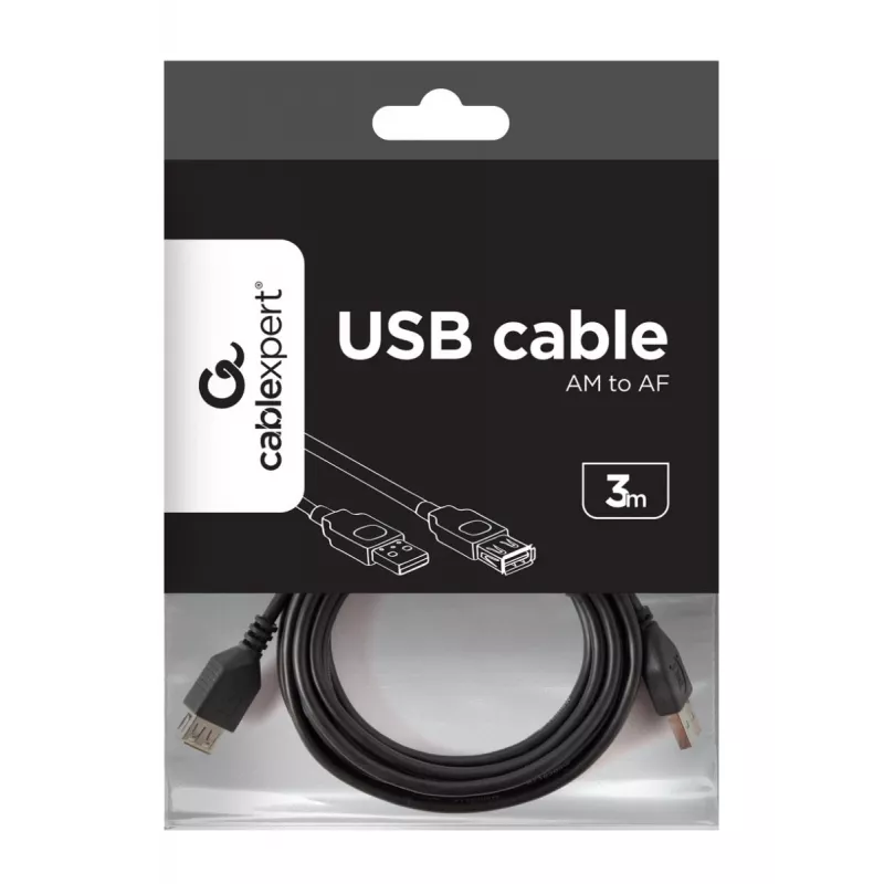 Gembird CCP-USB2-AMAF-10 USB-2.0-Typ-A-Verlängerungskabel (AM/AF), 3 m, schwarz