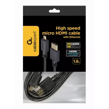 GEMBIRD HDMI-Stecker auf Micro-D-Stecker Kabel mit vergoldeten Steckern 2,0 m schwarz