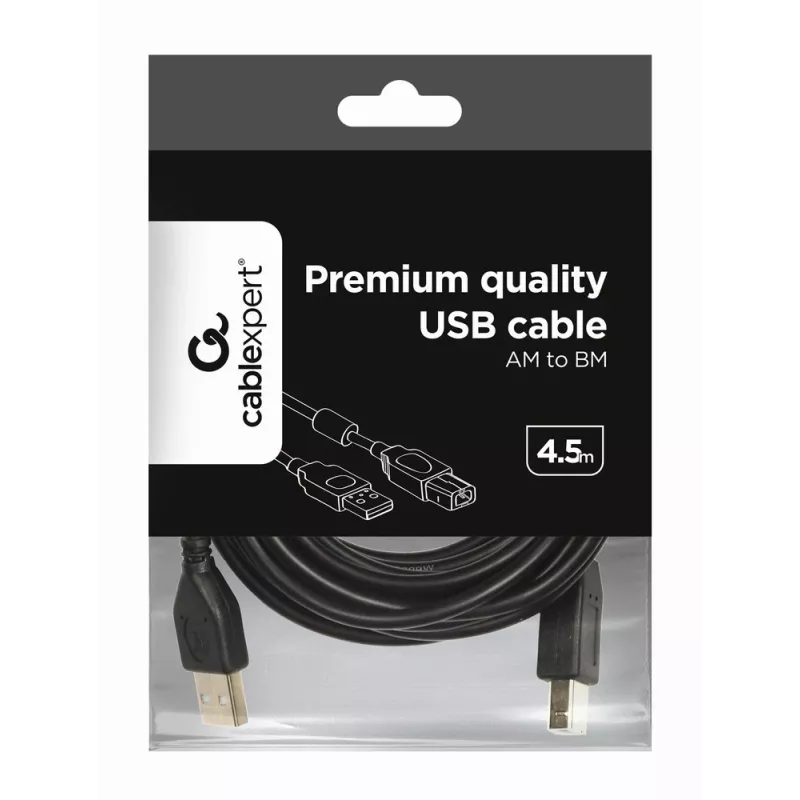 GEMBIRD Premium Qualität USB A-Stecker auf B-Stecker Kabel 4,5m - Schwarz