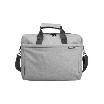 Umhängetasche NATEC Mustela für Laptops bis 39,6 cm (15,6 Zoll), Polyester, grau, Fronttasche, Schultergurt