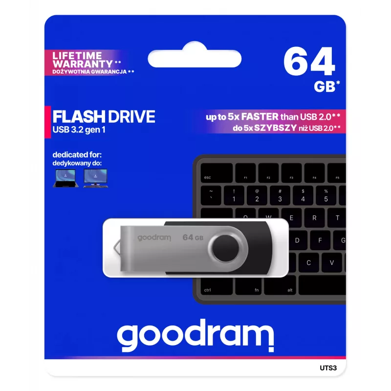 Goodram UTS3 USB-Flash-Laufwerk 64 GB USB Type-A 3.2 Gen 1 (3.1 Gen 1) Schwarz