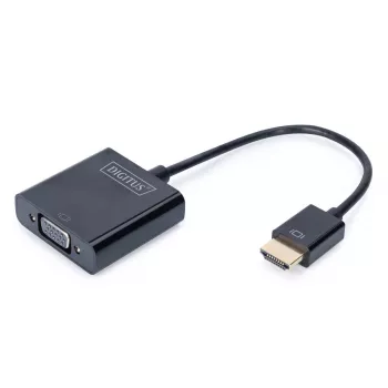 DIGITUS HDMI-zu-VGA-Konverteradapter Typ A - VGA (D-Sub) Anschluss, 3,5-mm-Audiobuchse schwarz