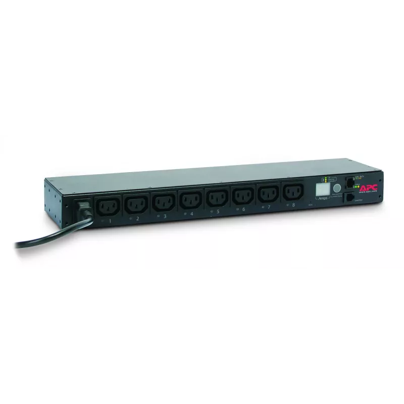 APC AP7920B Switched Rack PDU, 1 HE 19 Zoll, 2300 VA, 10 A/230 V, 12 A/208 V, 8x C13-Ausgänge, C14-Eingang, 1,98 m Kabel, Ethernet, Schwarz