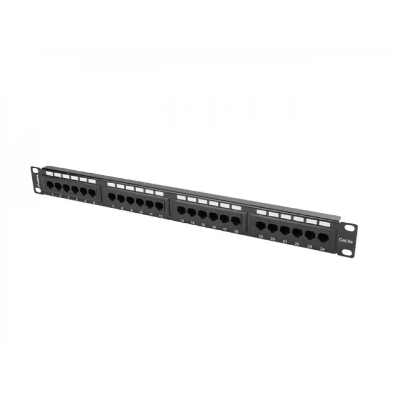 Lanberg PPU5-1024-B Patchpanel, 24 Ports, 1 HE, 19 Zoll, Cat5e UTP, Metall, Schwarz