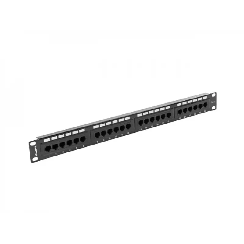 Lanberg PPU5-1024-B Patchpanel, 24 Ports, 1 HE, 19 Zoll, Cat5e UTP, Metall, Schwarz