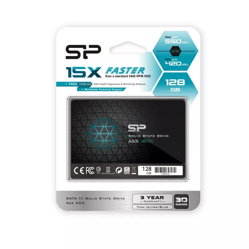 SILICON POWER SSD - A55 - 128GB - 2,5 Zoll - SATA III Slc