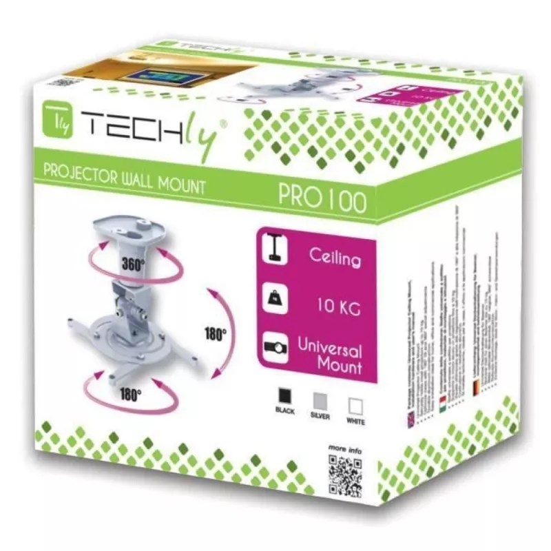 Techly Universal-Deckenhalterung für Projektor, Weiß ICA-PM 100WH