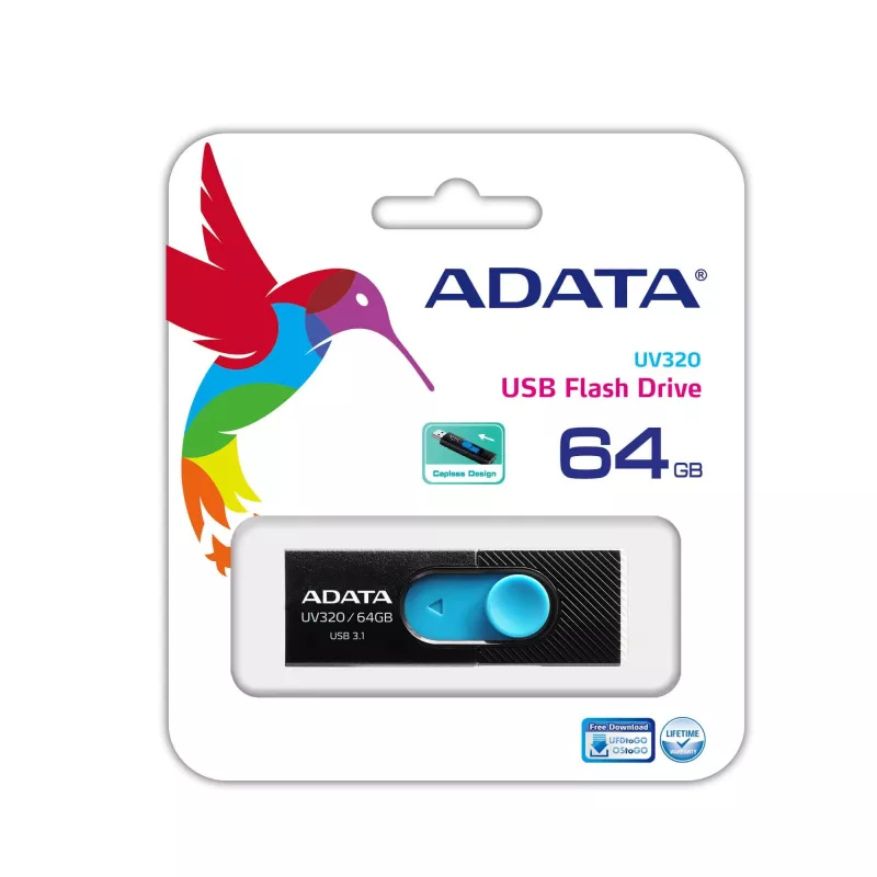 ADATA UV320 USB-Flash-Laufwerk 64 GB USB Typ-A 3.2 Gen 1 (3.1 Gen 1) Schwarz, Blau