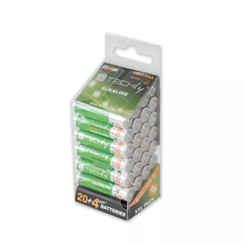 Techly Multipack 24 Batterien High Power Mini Stilo AAA Alkaline LR03 1,5V IBT-KAL-LR03-B24T