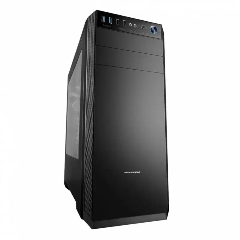 Modecom Oberon Pro Midi-Tower PC-Gehäuse, ATX/Micro-ATX/ITX, Seitenfenster, Grafikkarte bis 395 mm, 2x USB 3.0, schwarz
