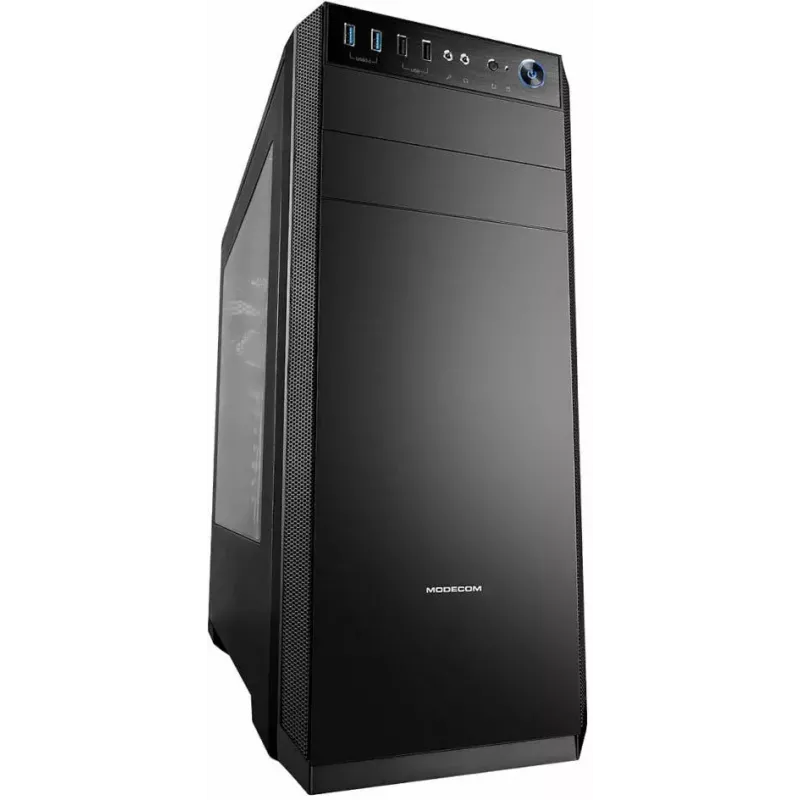 Modecom Oberon Pro Midi-Tower PC-Gehäuse, ATX/Micro-ATX/ITX, Seitenfenster, Grafikkarte bis 395 mm, 2x USB 3.0, schwarz