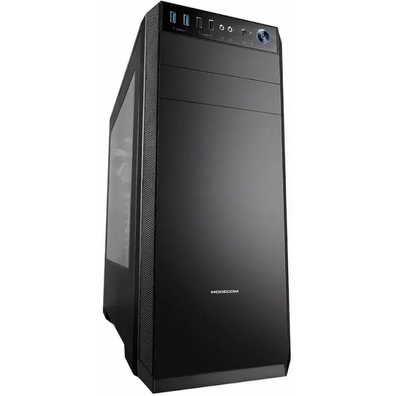 Modecom Oberon Pro Midi-Tower PC-Gehäuse, ATX/Micro-ATX/ITX, Seitenfenster, Grafikkarte bis 395 mm, 2x USB 3.0, schwarz