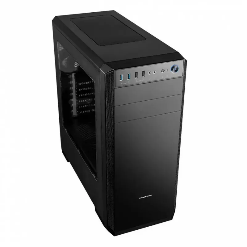 Modecom Oberon Pro Midi-Tower PC-Gehäuse, ATX/Micro-ATX/ITX, Seitenfenster, Grafikkarte bis 395 mm, 2x USB 3.0, schwarz