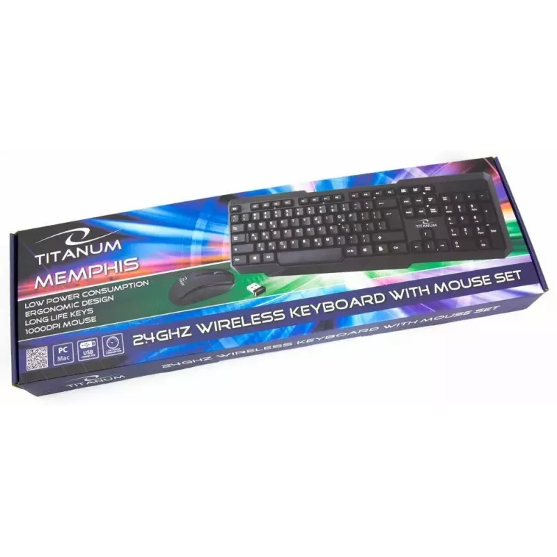 Titanum Memphis TK108 Tastatur-und-USB-Maus-Set, Schwarz