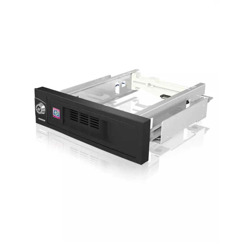 ICY BOX IB-168SK-B Wechselrahmen ohne Schublade für 3,5″ SATA-HDD im 5,25″-Schacht (13,3 cm), mit Schloss, schwarz