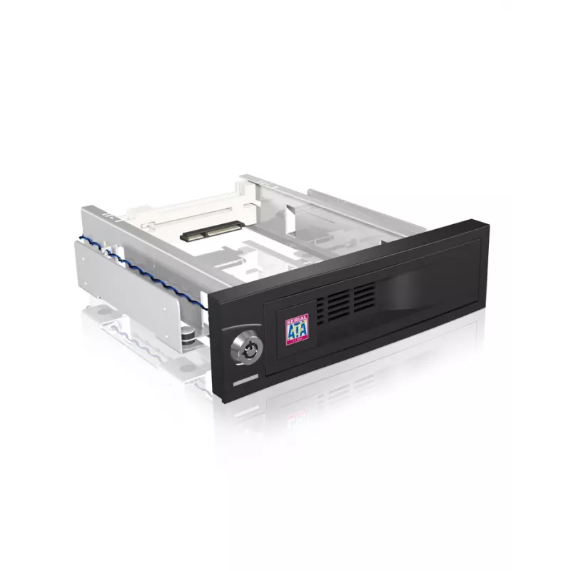 ICY BOX IB-168SK-B Wechselrahmen ohne Schublade für 3,5″ SATA-HDD im 5,25″-Schacht (13,3 cm), mit Schloss, schwarz