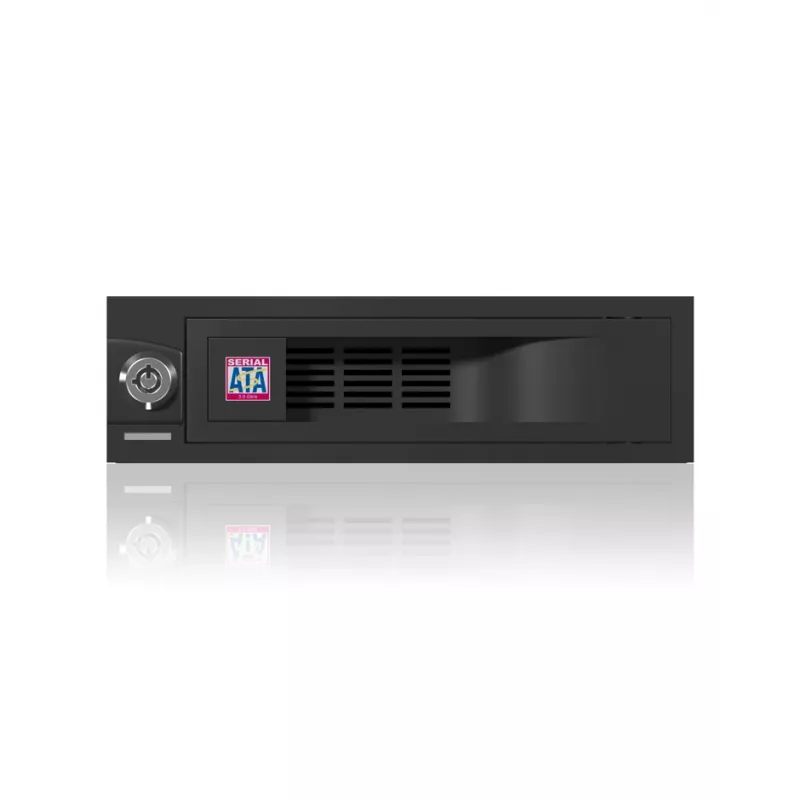 ICY BOX IB-168SK-B Wechselrahmen ohne Schublade für 3,5″ SATA-HDD im 5,25″-Schacht (13,3 cm), mit Schloss, schwarz