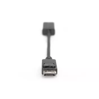 DIGITUS ASSMANN DisplayPort-Adapterkabel, DP - HDMI Typ A M/F, 20 cm mit Verriegelung, HDMI Ver. 2.0, aktiv, CE, gold, schwarz