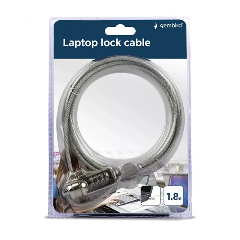 Gembird LK-CL-01 Notebook-Kabelschloss mit 4-stelligem Zahlencode, 1,8 m