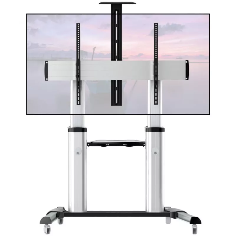 Techly ICA-TR24 mobiler TV-Ständer, 60–100 Zoll, 100 kg, mit Ablagen