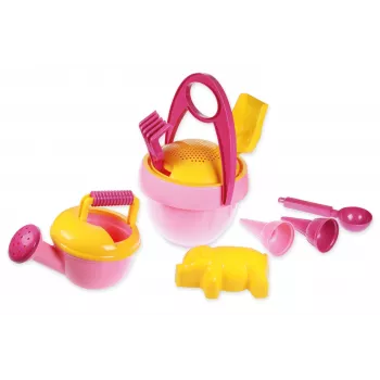 Lena Happy Sand Girls I 10 St., Sandspielzeug-Set, ab 1 Jahr, Rosa, Gelb