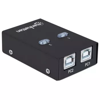 USB-Sharing-Switch MANHATTAN 162005, USB 2.0 Typ-B, 2 Anschlüsse, 480 Mbit/s, 1,5 m Kabel, weiß
