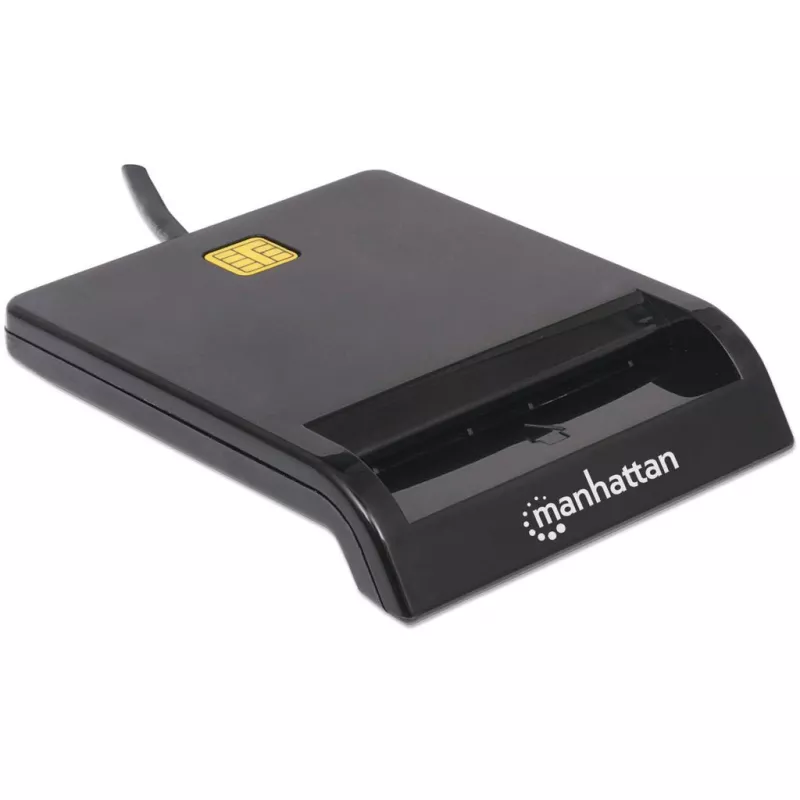 Manhattan 102049 Kontakt-Smartcard-Leser, USB-A 2.0, 12 Mbit/s, Kabel 1,05 m, schwarz, ABS-Gehäuse