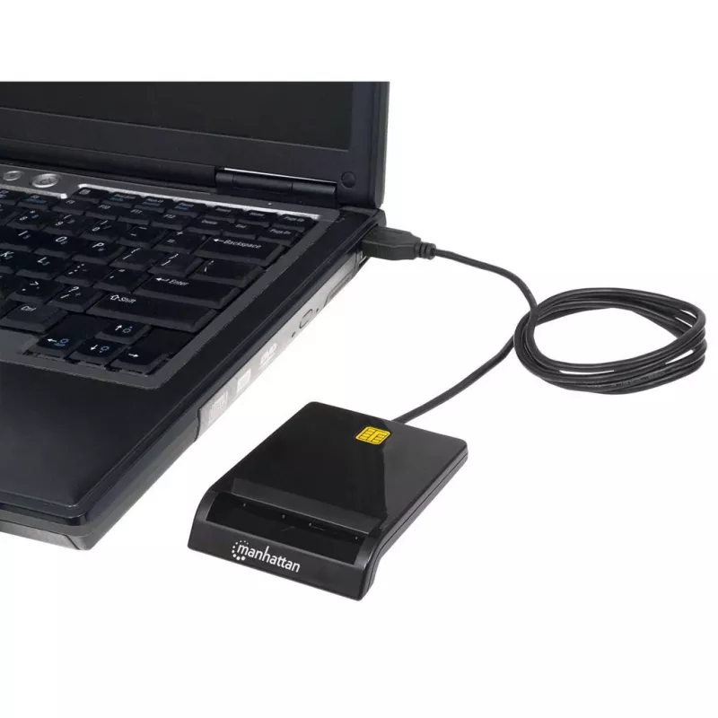 Manhattan 102049 Kontakt-Smartcard-Leser, USB-A 2.0, 12 Mbit/s, Kabel 1,05 m, schwarz, ABS-Gehäuse