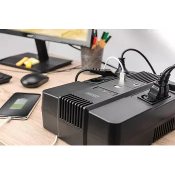 DIGITUS ALLINONE USV 600VA/360W LED 12V 7AH 4XCEE 7/7 3XIEC C13 USB RJ45