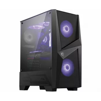 MSI MAG FORGE 100M Midi-Tower Gaming-Gehäuse 'Schwarz, 2x 120mm RGB PWM Lüfter, 1x 120mm Lüfter, 1-6 RGB Hub, gehärtete Glasscheibe, ATX, mATX, mini-ITX'