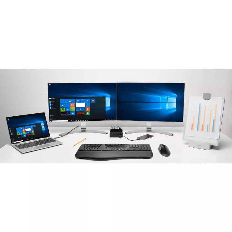 Kensington Pro Fit Ergo Wireless Mouse – Schwarz, rechtshändig, RF Wireless + Bluetooth, 1600 DPI, Schwarz