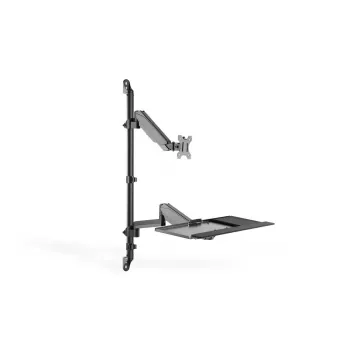 DIGITUS Sitz-Steh-Arbeitsplatz Wandhalterung einzeln, schwarz, max. Traglast: 1-8 kg, max. Bildschirmgröße: 17-32 Zoll