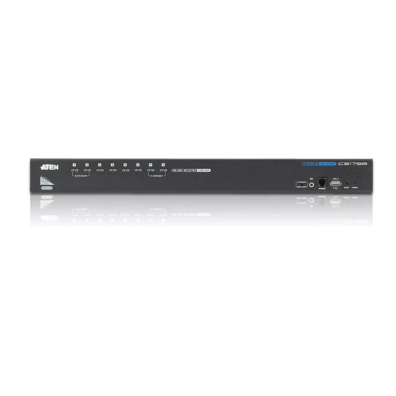 ATEN CS1798 8-Port USB-HDMI-/Audio-KVM-Switch, 1920 x 1200 (WUXGA), USB-2.0-Hub, rackmontierbar