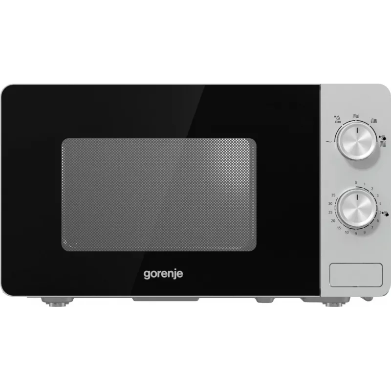 Solo-Mikrowelle Gorenje MO20E1S — 20 l, 800 W, Drehregler, 270 mm Drehteller, Edelstahl/Schwarz